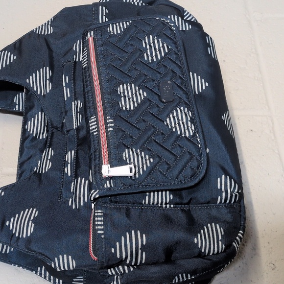 Lug Women's Romper Carry All Shoulder Bag, Brushed Navy Hearts, like new - Picture 3 of 15